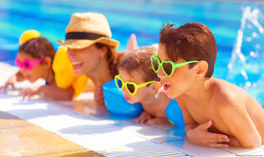 Summer break kids at the pool